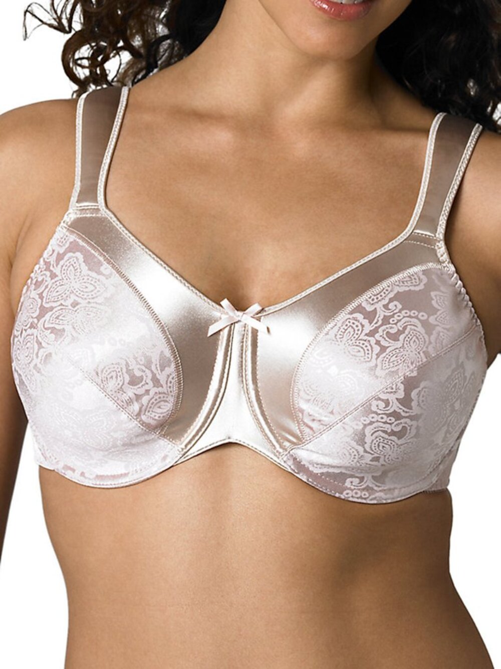 NWT Bali Satin Tracings Underwire Minimizer Bra, Nude, 34C